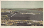 Panoramic view of San Francisco Bay, San Francisco-Oakland Bay Bridge, Golden Gate Bridge and Golden Gate International Exposition. (Taken from the East Bay side)