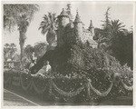 Santa Barbara's float, "Castles in Spain," in 1933 Tournament of Roses parade (2 views).