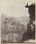 Mrs. Langtry at Glacier Point, 3,300 feet above Valley, B 1054 (2 views)