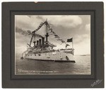 U.S.S. Connecticut in San Francisco Bay, May 6, 1908. (Two views)