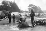 [Man at hot water pot. Refugee camp, Golden Gate Park]