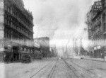 [View east on Market St. during fire. From near Seventh St.]