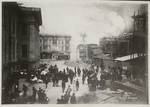 [Refugees gathered at U.S. Mint during fire on Mission St.]