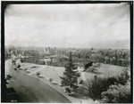 [Sutter's Fort and St. Francis Church with L Street on left, Sacramento]