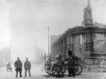 [Firemen at fire engine. Building of N.W. Halsey & Co., Bankers, right]