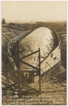 Toliver dirigible airship in construction pit, San Diego, Cal (end view) San Diego Harbor in distance # 682