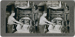 Oranges 16. Automatic machine making crates for citrus fruit packing. Lamanda Park, Calif., 50