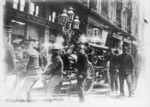 [Firemen maneuvering fire engine in front of Palace Hotel, Market St.]