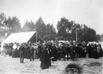 [Refugee crowd at tent. Golden Gate Park?]