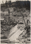 Strawberry Dam. July 6th 1915. View showing face of dam from right wall of canyon