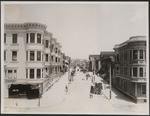 [View of unidentified street showing street kitchens]