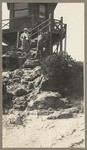 [Alfred Fuhrman and man standing in front of observatory on the peak of Mt. Tamalpais]