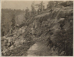 Rock quarry after first shot was fired. The holes fired were from twelve to twenty feet deep and were fired by an electric spark, Aug. 5, 1913