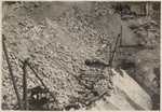 Strawberry Dam. July 11th 1911. View of face wall showing third stiff leg derrick being framed in place