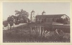 Old Mission at Santa Barbara, Founded in 1786. A rear view overlooking the Graveyard. # 1091