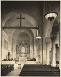 [Interior full view of pews and chancel Saint John's Episcopal Church, 514 West Adams Boulevard, Los Angeles] (2 views)