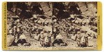 Laborers and rocks near opening of Summit Tunnel, #119