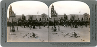 Feeding pigeons in the Plaza de Panama, Science and Education Bldg. in the rear,Panama-California Exposition, San Diego, Calif., U. S. A., 17672