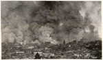 [Cityscape showing fire burning in wholesale district. Hall of Justice, right center. From Russian Hill]