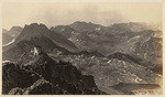 Main crest of the Sierra, southeast from North Palisade. Showing Middle Palisade and Split Mountain