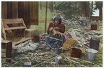 Mary at home, making baskets, Yosemite Valley, Cal.