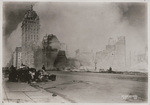 [Refugee possessions piled along Market St. during fire. Call Building, left]