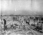 [Panoramic view from atop Fairmont Hotel. Looking southeast from Nob Hill. Grace Church, left]