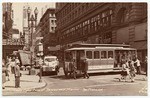 Cable cars turn at Powell and Market, San Francisco