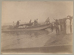 Boat and natives with food captured by Gunboat Manila and landed at our camp