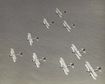 [VT-2 B Squadron biplanes, aerial review at North Island]