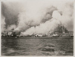 [View of city burning from San Francisco Bay]