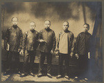 [Studio portrait of five unidentified Chinese men in native dress]