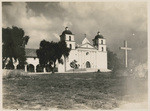 [Santa Barbara Mission with big Cross in front]