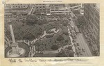 [View of Union Square from St. Francis Hotel showing airplane]