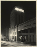 [Exterior night shot front view Firestone building, Pasadena]