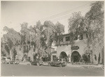 [Exterior view of Thompson building and courtyard, Sunset Boulevard, Hollywood] (2 views)