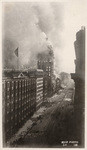 [View west on Market St. during burning of Call Building, center]