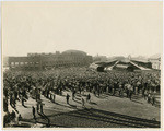 [Crowd at Southern Pacific Railroad Depot during speech by President Franklin D. Roosevelt, Sacramento]