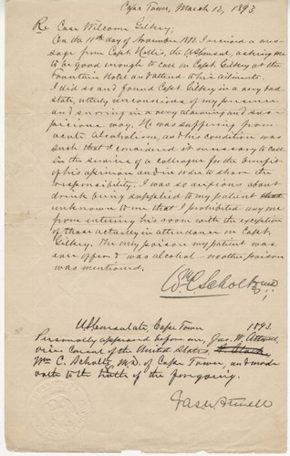 Affidavit by physician William C. Schultz