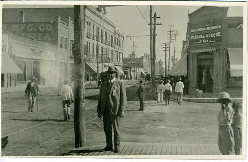 Street scene in Mexico, with Los Angeles Chamber of Commerce member and residents