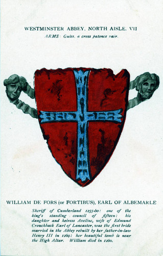 Postcard, Westminster Abbey, North Aisle, VI, Arms, William De Fors, Earl of Albemarle