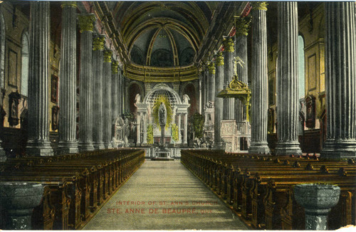 Postcard, Interior of St. Ann's Church (St. Anne's Basilica), Sainte-Anne-de-Beaupré , Québec