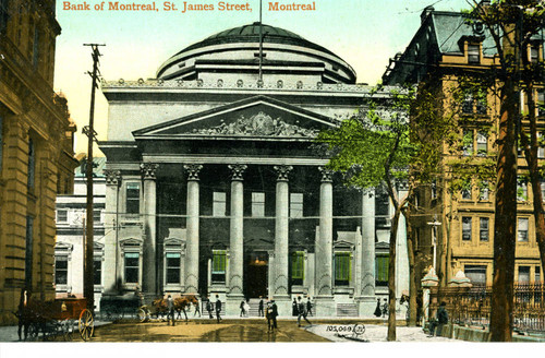 Postcard, Bank of Montreal, St. James Street, Montréal