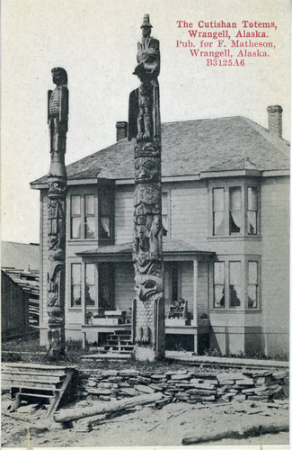 Postcard, The Cutishan totems, Wrangell, Alaska