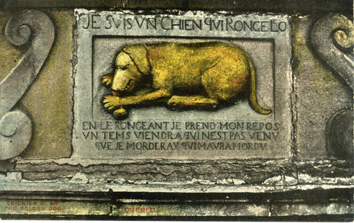 Postcard, Bas relief, The Golden Dog