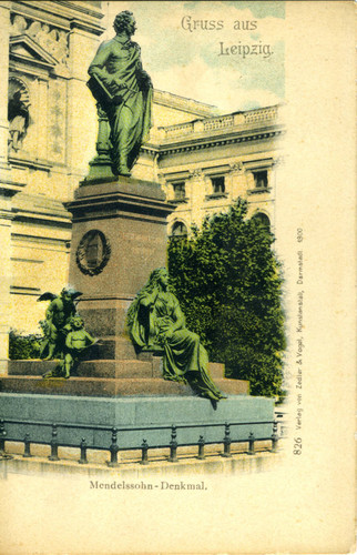 Postcard, Gruss aus Leipzig, Mendelssohn-Denkmal