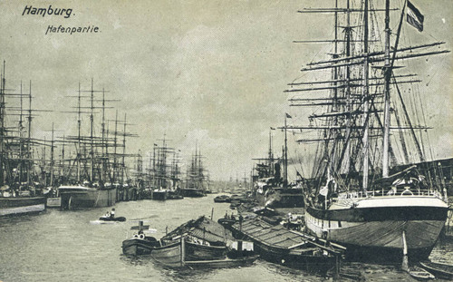 Postcard, Hafenpartie (Port or Harbor), Hamburg