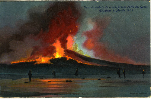 Vesuvio veduto da mara, presso Torre del Greco Eruzione 9 Aprile 1906