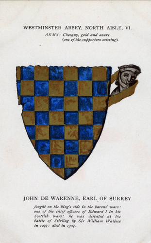 Postcard, Westminster Abbey, North Aisle, VI, Arms, John de Warenne, Earl of Surrey