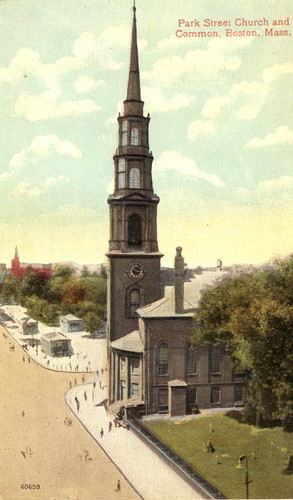 Postcard, Park Street Church and Common